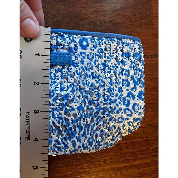 VERA BRADLEY Mesh Sequin Wristlet Purse Camocat Blue Sparkly Animal Print NEW - Picture 5 of 6